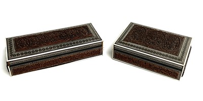 Lot 1007 - Two Anglo Indian sandalwood and sadeli work...
