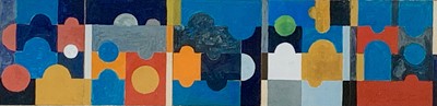 Lot 691 - Geometric abstract Mixed media Indistinctly...
