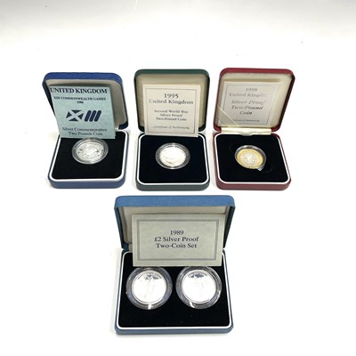Lot 77 - G.B Silver Proof Cased £2 Coins (5 in all)....
