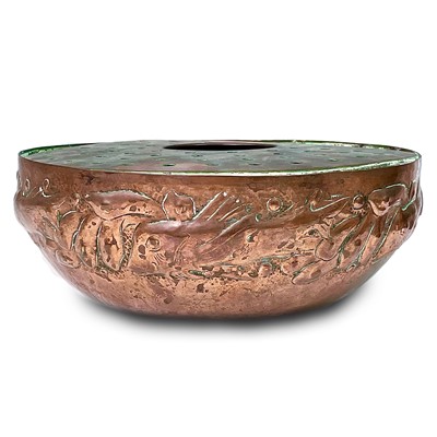 Lot 1 - A Newlyn copper rose bowl, the planished...