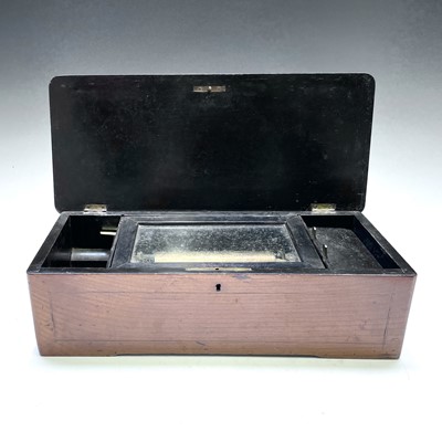Lot 9 - A Swiss rosewood and inlaid cylinder music box,...