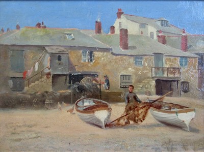 Lot 492 - Alfred ARMITAGE (c.1860-c.1900) Boats Aground,...