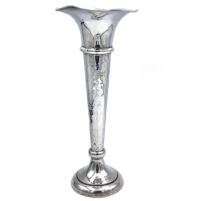Lot 103 - An Edwardian silver trumpet spill vase with...