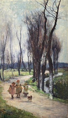 Lot 236 - John WHITE (1851-1933) Riverside Path Oil on...