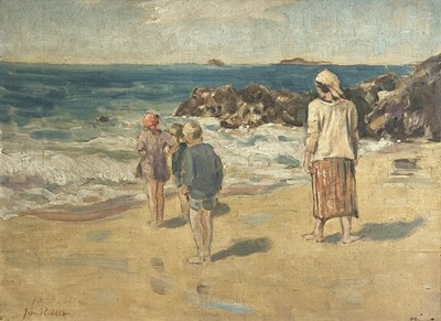 Lot 628 - John RIDDLE (1903-1934) Figures on a beach and...