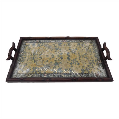 Lot 1139 - A Chinese huali wood tray, early 20th century,...