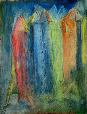 Lot 574 - Sven BERLIN (1911-1999) Towers Oil and mixed...