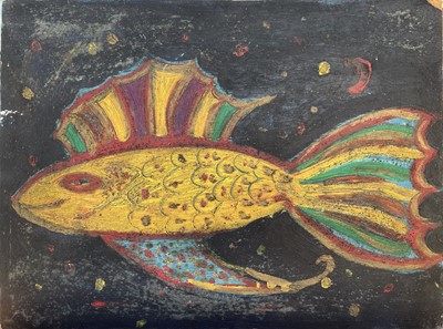 Lot 669 - Julia BERLIN (1942-2021) Fish Oil on board...