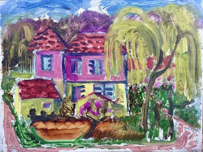 Lot 527 - Sven BERLIN (1911-1999) Villa Oil on board  ...