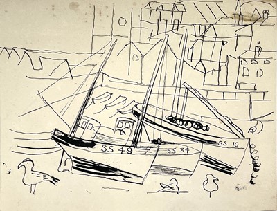 Lot 21 - Sven BERLIN (1911-1999) Boats, St Ives Harbour...