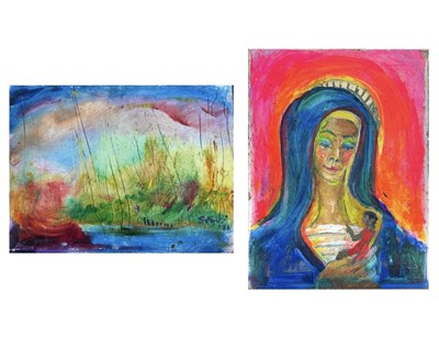 Lot 666 - Sven BERLIN (1911-1999) Weeping Madona Oil and...