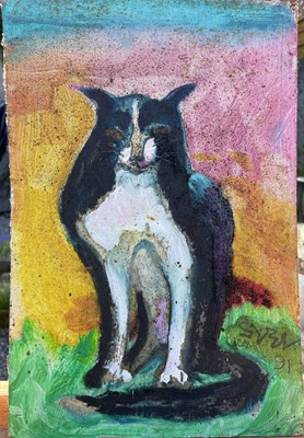 Lot 524 - Sven BERLIN (1911-1999) Cat Oil on board...
