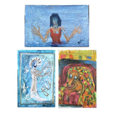 Lot 651 - Sven BERLIN (1911-1999) Swimmer Oil on board...