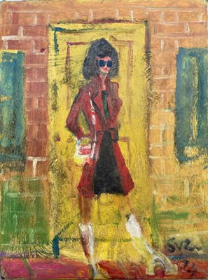 Lot 713 - Sven BERLIN (1911-1999) Girl in Red Oil on...