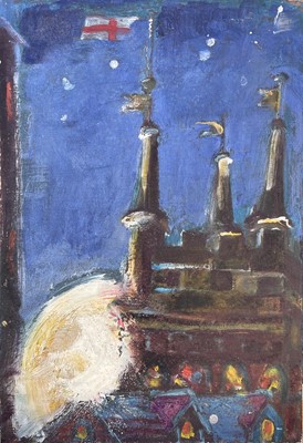 Lot 473 - Sven BERLIN (1911-1999) Church Tower Oil on...