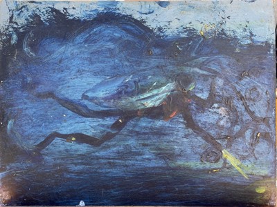 Lot 433 - Sven BERLIN (1911-1999) Frogman Oil on board...