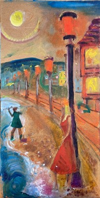 Lot 632 - Sven BERLIN (1911-1999) Beach Casting Oil on...
