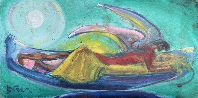 Lot 621 - Sven BERLIN (1911-1999) Winged Figure Oil on...