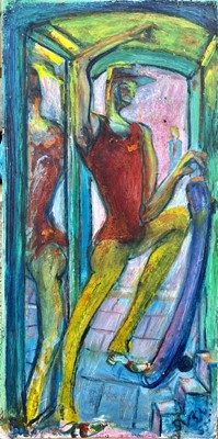 Lot 412 - Sven BERLIN (1911-1999) Skateborder Oil on...