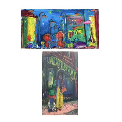 Lot 739 - Sven BERLIN (1911-1999) Street Scenes Two oils...