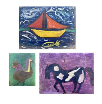Lot 552 - Julia BERLIN (1942-2021) Two oils on board...