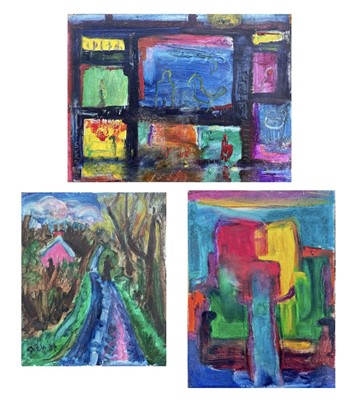Lot 32 - Sven BERLIN (1911-1999) Country Lane Oil on...