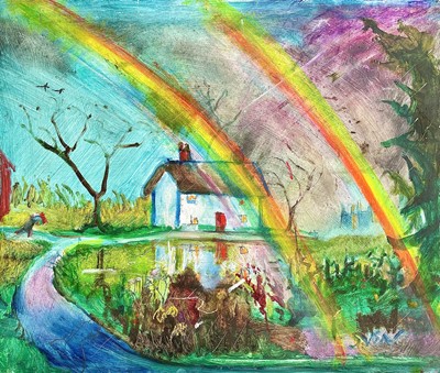 Lot 181 - Sven BERLIN (1911-1999) Rainbows Oil on board...
