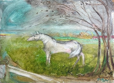 Lot 299 - Sven BERLIN (1911-1999) White Horse Oil on...