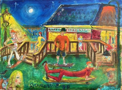 Lot 717 - Sven BERLIN (1911-1999) Skateboarders Oil on...