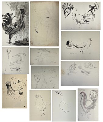Lot 302 - Sven BERLIN (1911-1999) Studies of Birds Doves,...