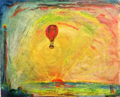 Lot 703 - Sven BERLIN (1911-1999) Hot Air Baloon Oil on...