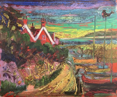 Lot 500 - Sven BERLIN (1911-1999) Seaside Cottage Oil on...