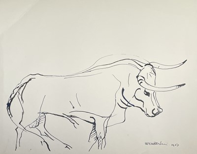 Lot 548 - Sven BERLIN (1911-1999)Bull Ink drawing Signed...
