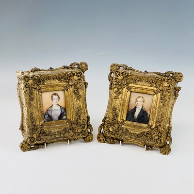 Lot 50 - A pair of early Victorian miniature portraits,...