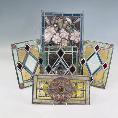Lot 51 - A Victorian stained glass panel, with painted...