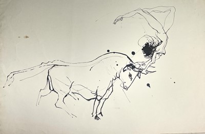 Lot 475 - Sven BERLIN (1911-1999)Bull-Leaping Ink...