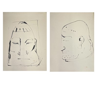 Lot 338 - Sven BERLIN (1911-1999) Stone Head Two ink...