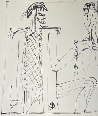 Lot 488 - Sven BERLIN (1911-1999) Falconer Ink drawing...