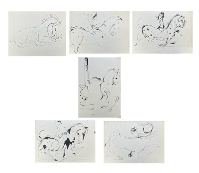 Lot 160 - Sven BERLIN (1911-1999) Six ink equestrian...