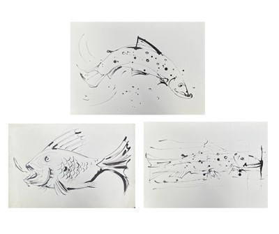 Lot 352 - Sven BERLIN (1911-1999) Fish Three ink...