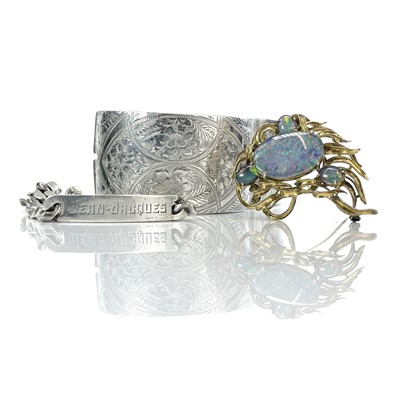 Lot 279 - A 1960's silver hallmarked hinged bangle, a...