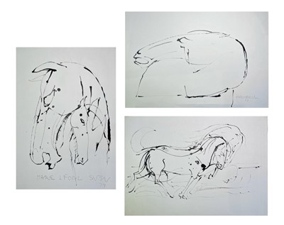 Lot 654 - Sven BERLIN (1911-1999) Horses Three ink...