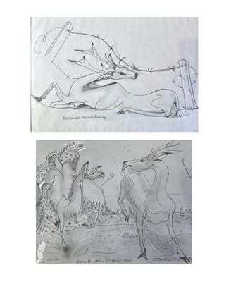Lot 615 - Sven BERLIN (1911-1999) Deer Meeting at Their...