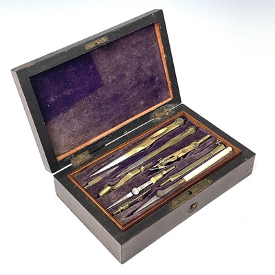 Lot 55 - A Victorian set of rosewood cased drawing...