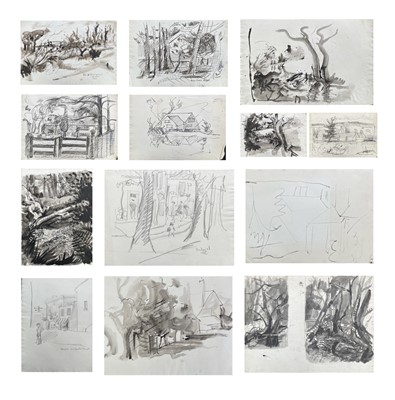 Lot 246 - Sven BERLIN (1911-1999) Trees and Houses...