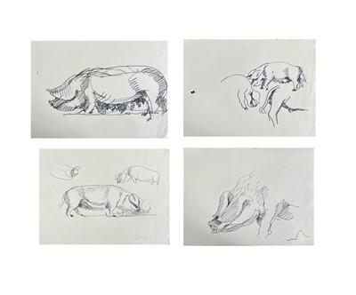 Lot 250 - Sven BERLIN (1911-1999)   Pigs Four ink...