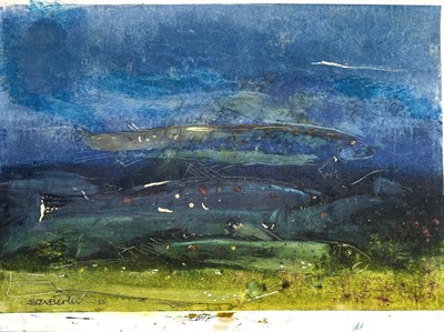 Lot 220 - Sven BERLIN (1911-1999) Fish Monotype Signed...