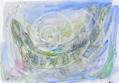 Lot 456 - Sven BERLIN (1911-1999) Pike Watercolour  ...
