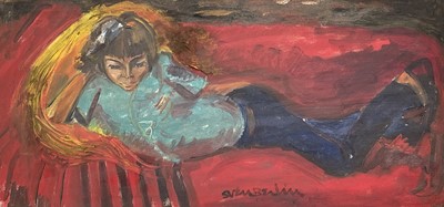 Lot 464 - Sven BERLIN (1911-1999) Reclining Boy Oil on...