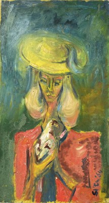 Lot 120 - Sven BERLIN (1911-1999) Girl with a Dove Oil...